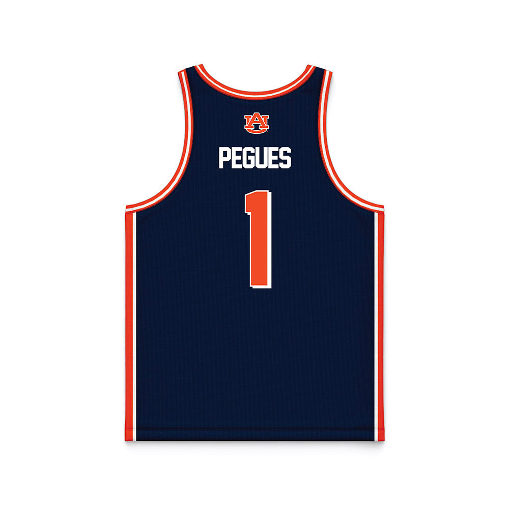 Auburn - NCAA Men's Basketball : JP Pegues - Navy Basketball Jersey