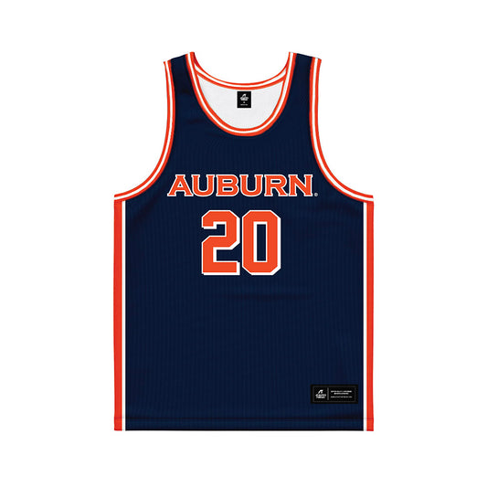 Auburn - NCAA Men's Basketball : Jeremiah Bowman - Navy Basketball Jersey-0