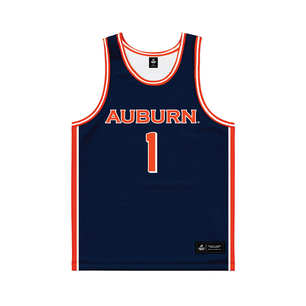 Auburn - NCAA Men's Basketball : Kevin Overton - Navy Basketball Jersey-0