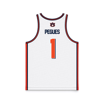 Auburn - NCAA Men's Basketball : JP Pegues - White Basketball Jersey