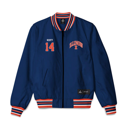 Illinois - NCAA Football : Xavier Scott - Bomber Jacket Navy