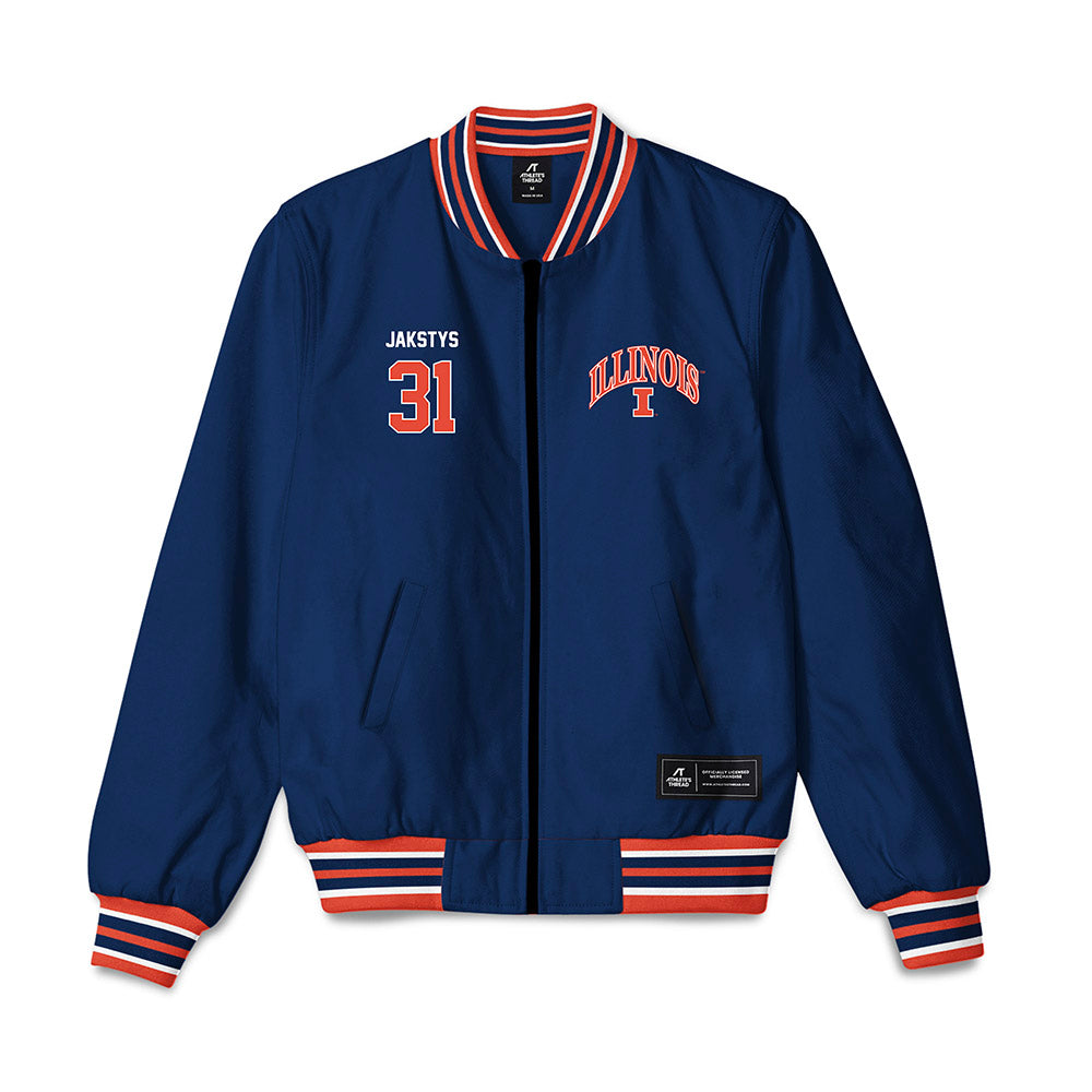 Illinois - NCAA Men's Basketball : Jason Jakstys - Bomber Jacket-0