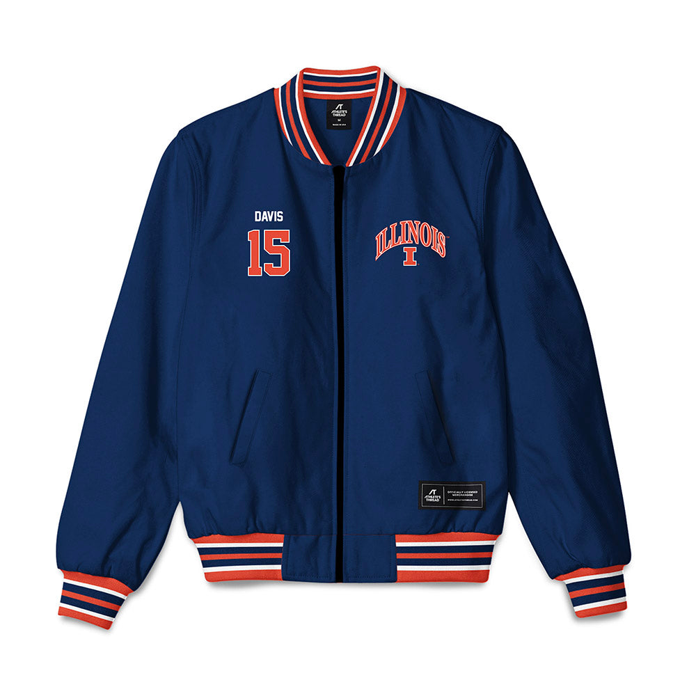 Illinois - NCAA Men's Basketball : Jake Davis - Bomber Jacket-0