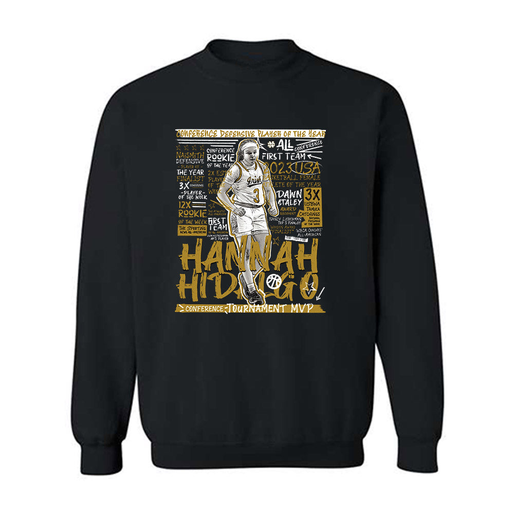 Notre Dame - NCAA Women's Basketball : Hannah Hidalgo - Crewneck Sweatshirt Individual Caricature