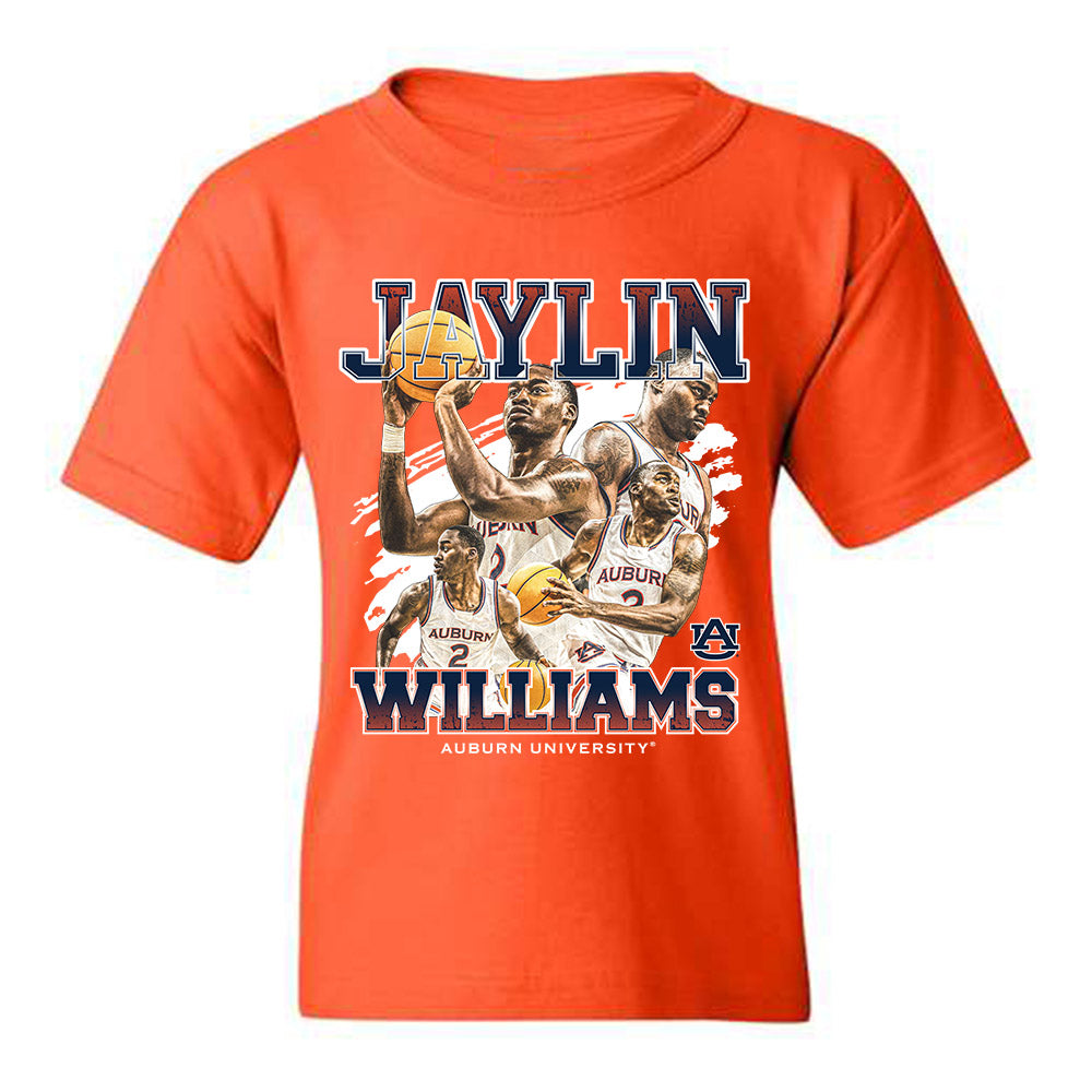 Auburn - NCAA Men's Basketball : Jaylin Williams - Youth T-Shirt Shirt Individual Caricature