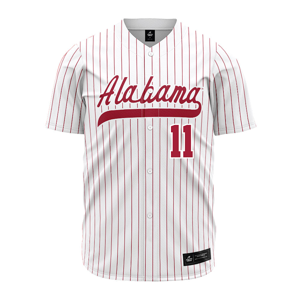 Alabama - NCAA Softball : Larissa Preuitt - Softball Jersey White Pinstripe