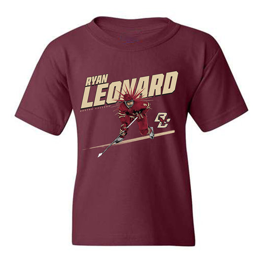 Boston College - NCAA Men's Ice Hockey : Ryan Leonard - Youth T-Shirt Individual Caricature