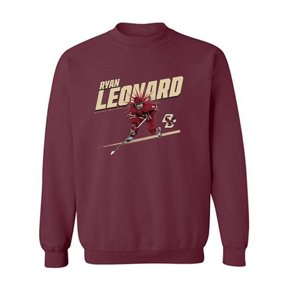 Boston College - NCAA Men's Ice Hockey : Ryan Leonard - Crewneck Sweatshirt Individual Caricature