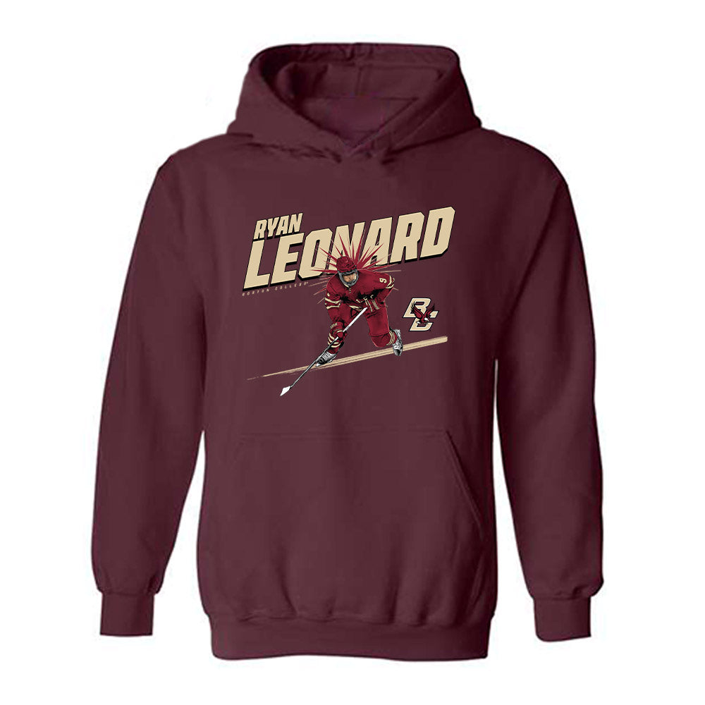 Boston College - NCAA Men's Ice Hockey : Ryan Leonard - Hooded Sweatshirt Individual Caricature