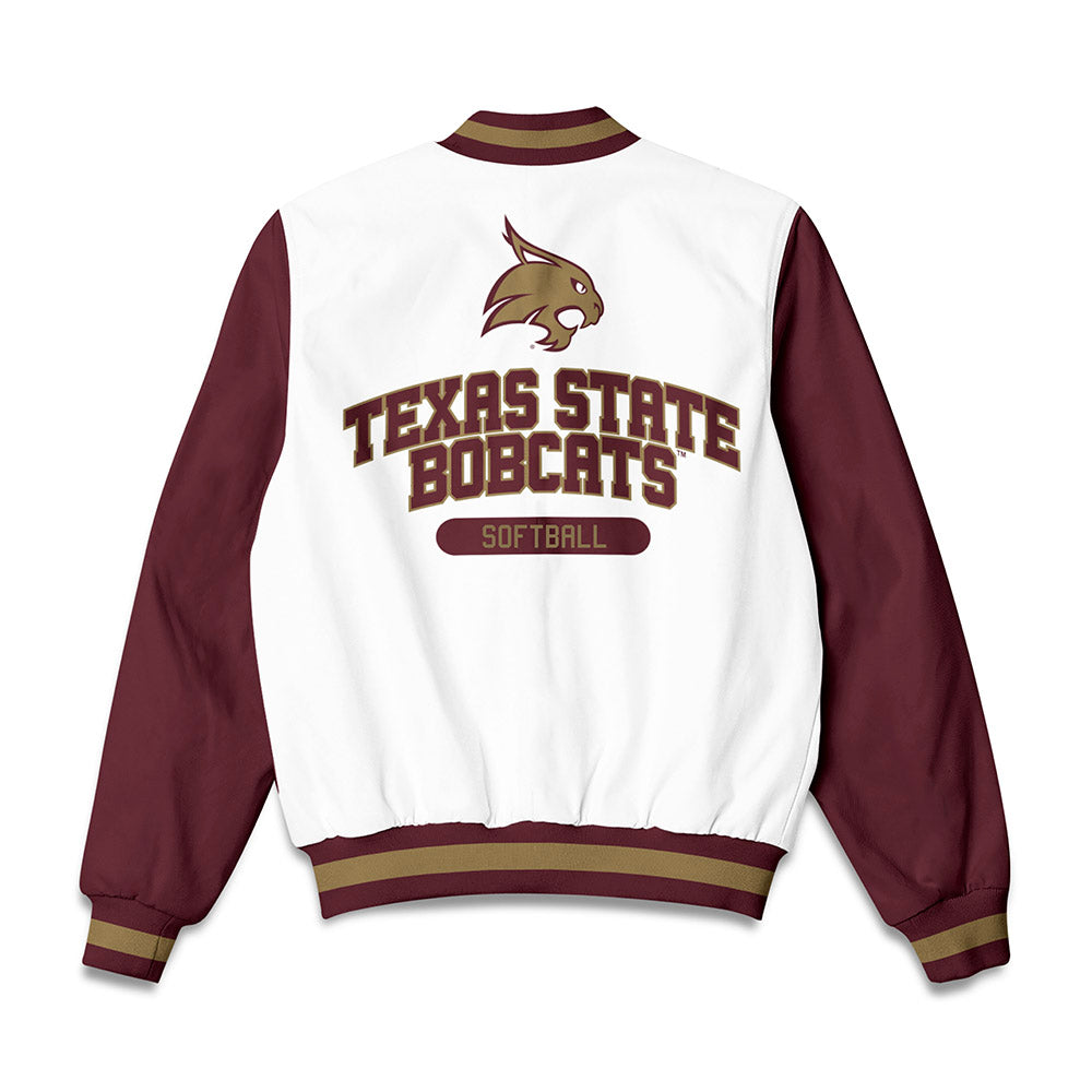 Texas State - NCAA Softball : Madison Azua - Bomber Jacket-1