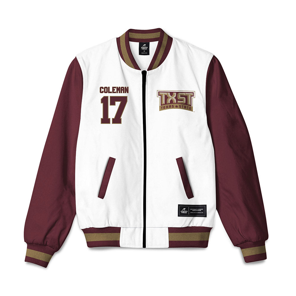 Texas State - NCAA Softball : Aiyana Coleman - Bomber Jacket-0