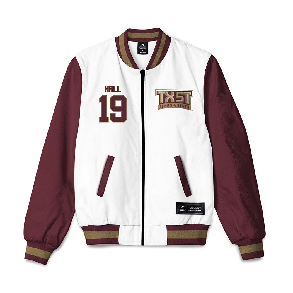 Texas State - NCAA Softball : Makayla Hall - Bomber Jacket-0