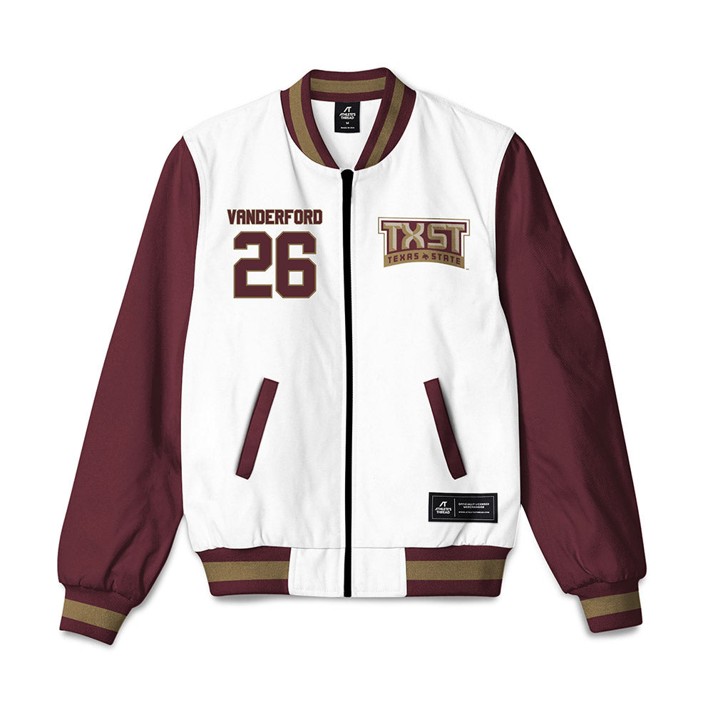 Texas State - NCAA Softball : Sara Vanderford - Bomber Jacket-0