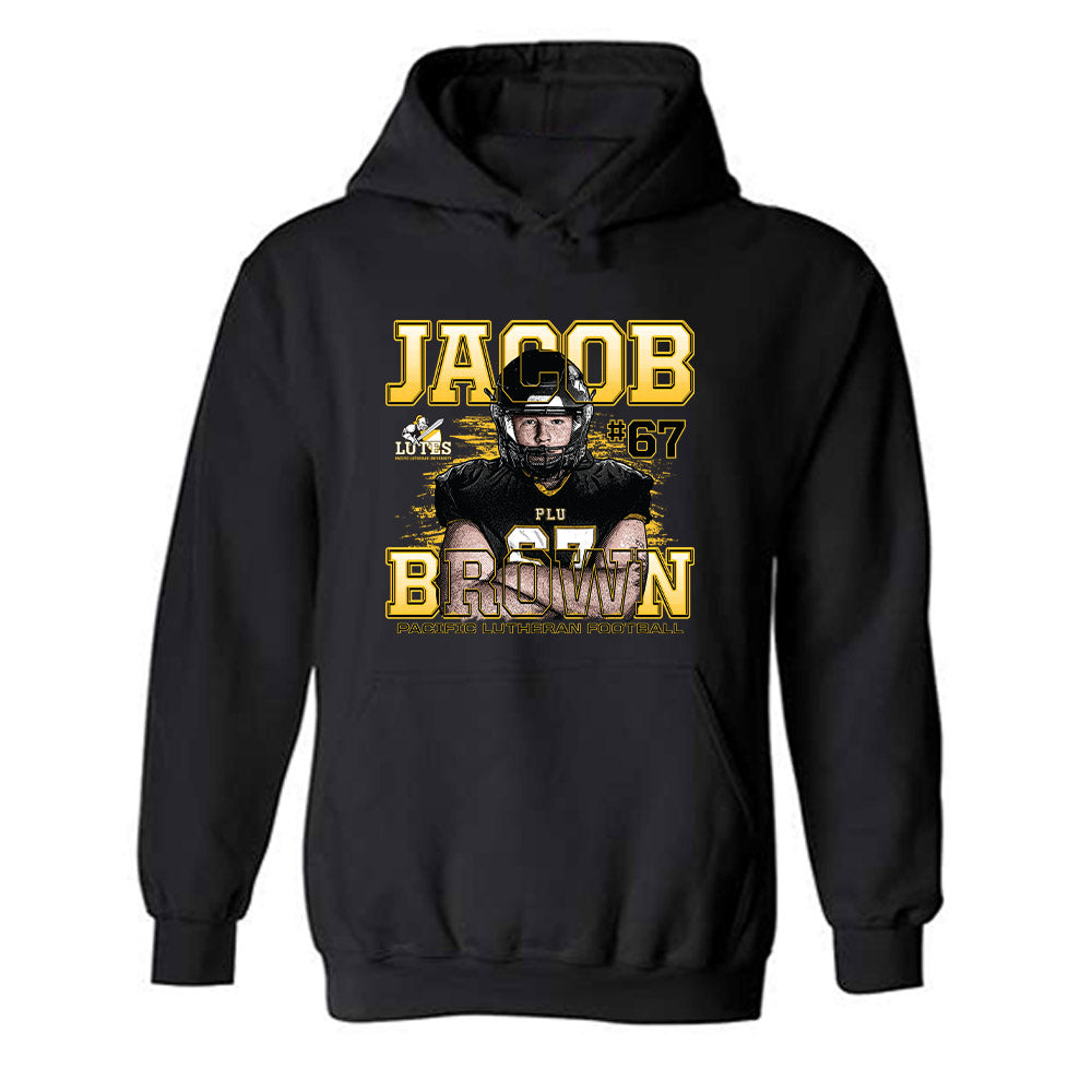 PLU - NCAA Football : Jacob Brown - Hooded Sweatshirt Individual Caricature