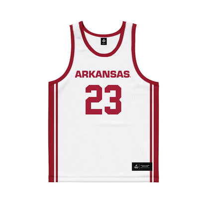 Arkansas - NCAA Women's Basketball : Emily Robinson - White Basketball Jersey-0