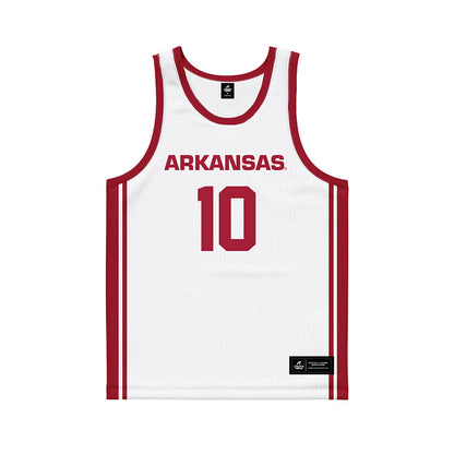 Arkansas - NCAA Women's Basketball : Taleyah Jones - White Basketball Jersey-0