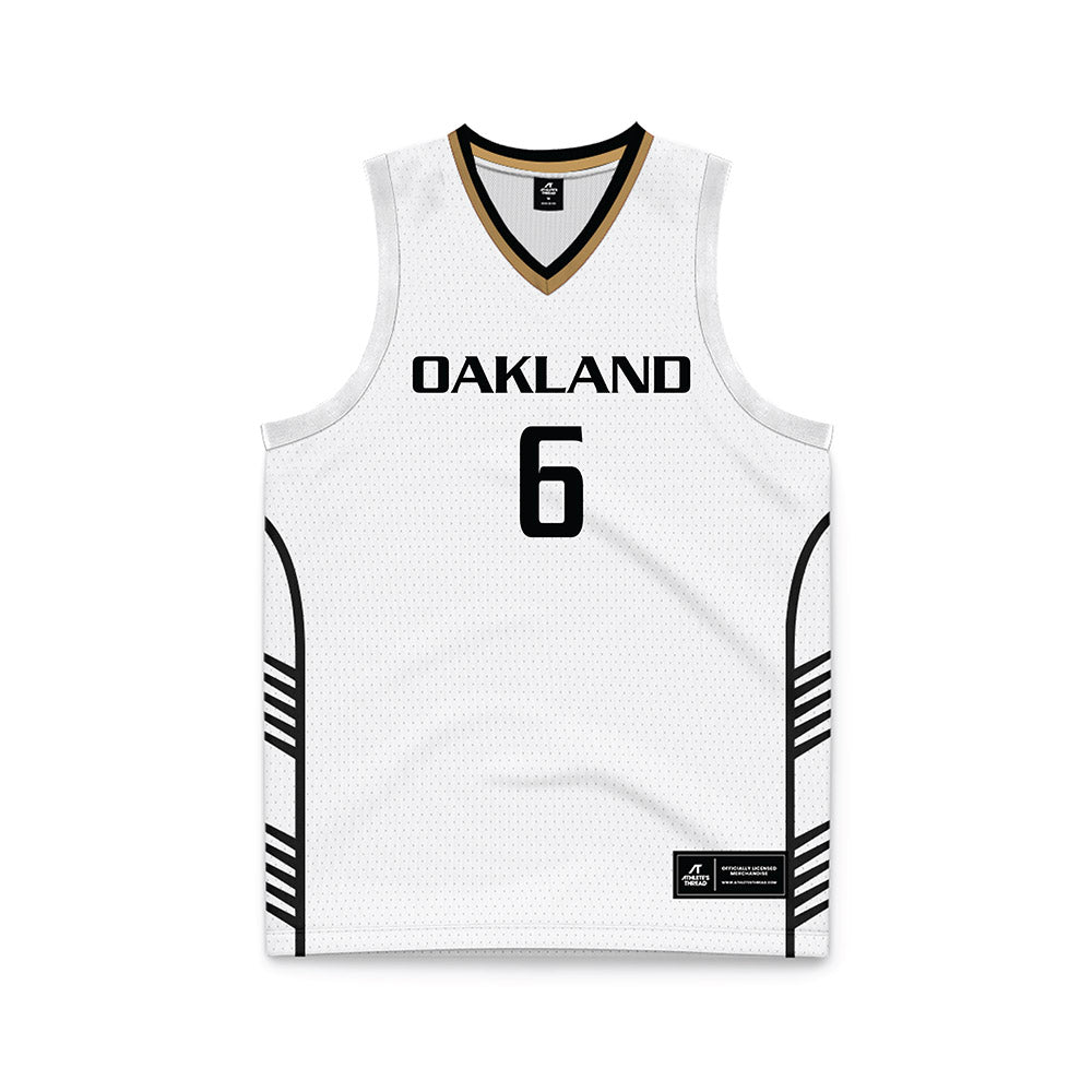 Oakland - NCAA Men's Basketball : Michael Houge - White Basketball Jersey-0