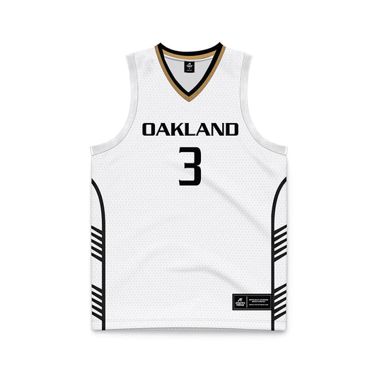 Oakland - NCAA Men's Basketball : Donny Yeager - White Basketball Jersey-0