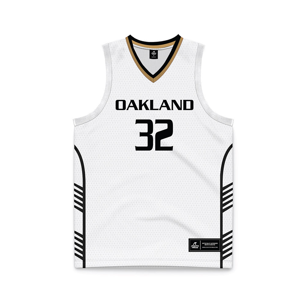 Oakland - NCAA Men's Basketball : Isaac Garrett - White Basketball Jersey-0