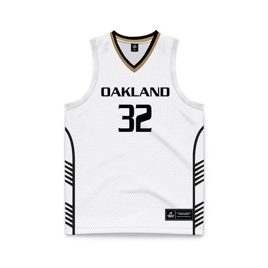 Oakland - NCAA Men's Basketball : Isaac Garrett - White Basketball Jersey-0