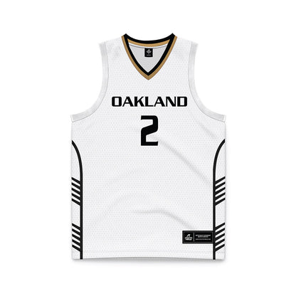 Oakland - NCAA Men's Basketball : Ziare Wells - White Basketball Jersey-0