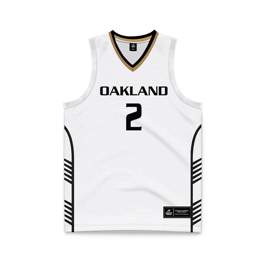 Oakland - NCAA Men's Basketball : Ziare Wells - White Basketball Jersey-0