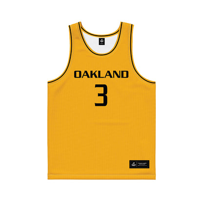 Oakland - NCAA Men's Basketball : Donny Yeager - Yellow Basketball Jersey-0