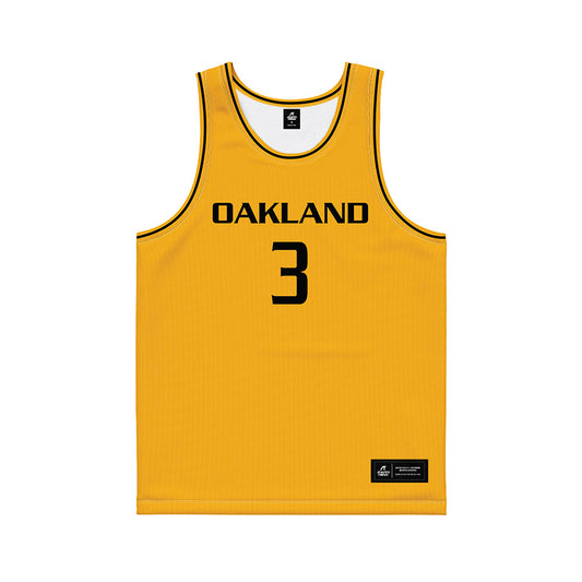 Oakland - NCAA Men's Basketball : Donny Yeager - Yellow Basketball Jersey-0