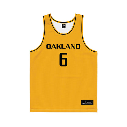 Oakland - NCAA Men's Basketball : Michael Houge - Yellow Basketball Jersey-0