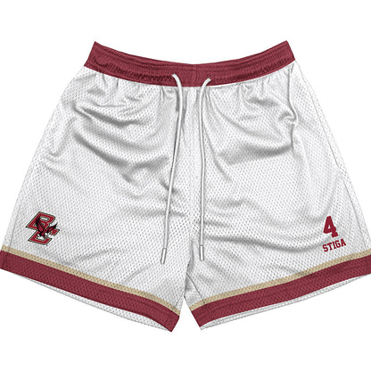 Boston College - NCAA Men's Ice Hockey : Teddy Stiga - White Shorts