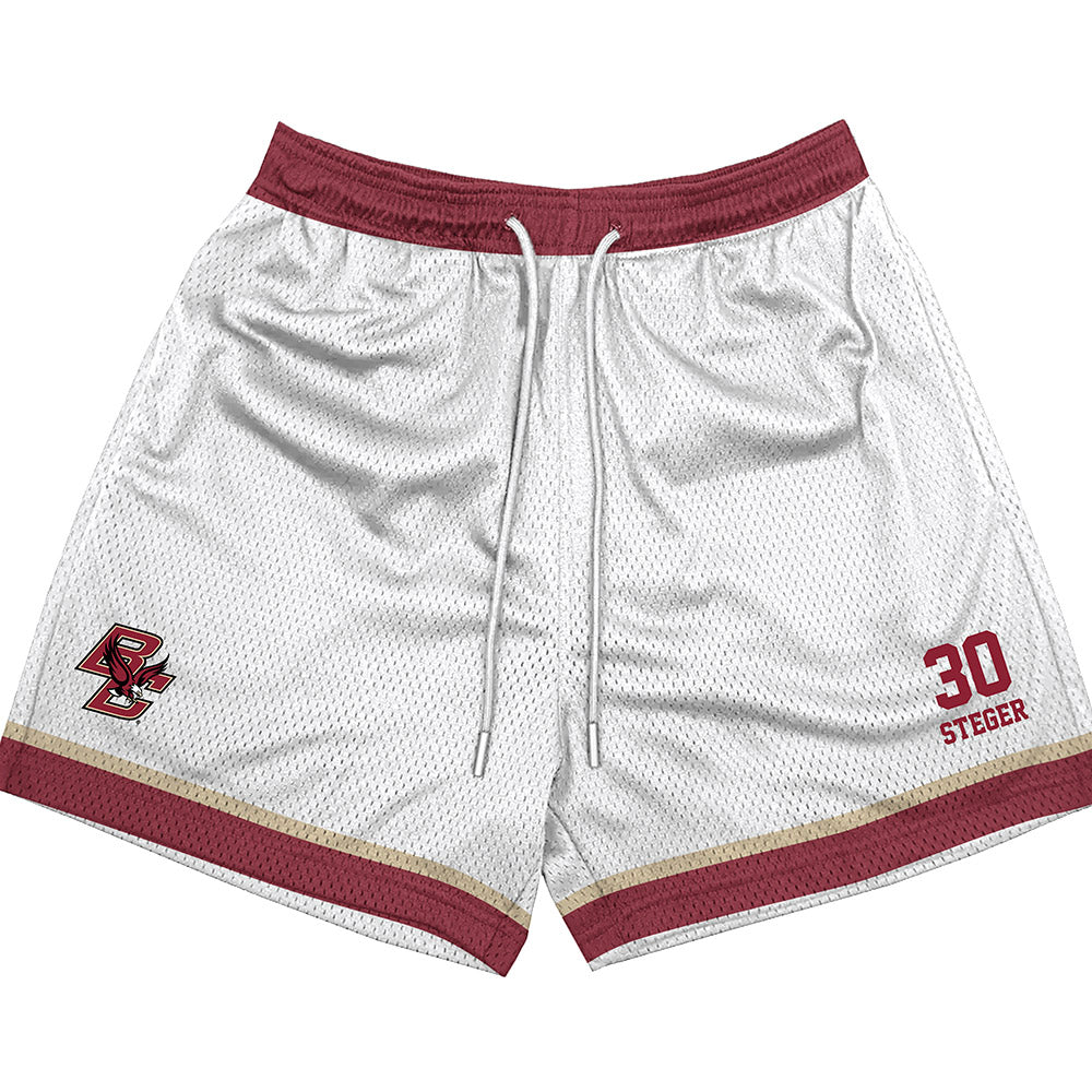 Boston College - NCAA Men's Basketball : Caleb Steger - White Shorts-0