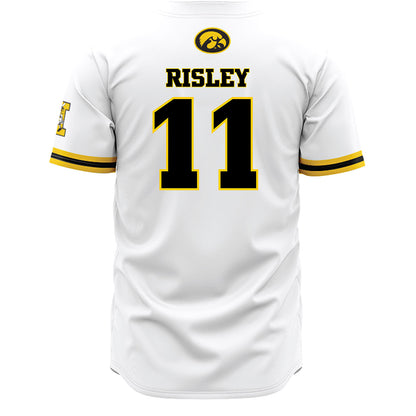 Iowa - NCAA Baseball : Miles Risley - White Baseball Jersey