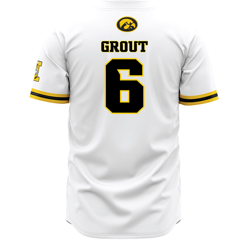 Iowa - NCAA Baseball : Karson Grout - White Baseball Jersey