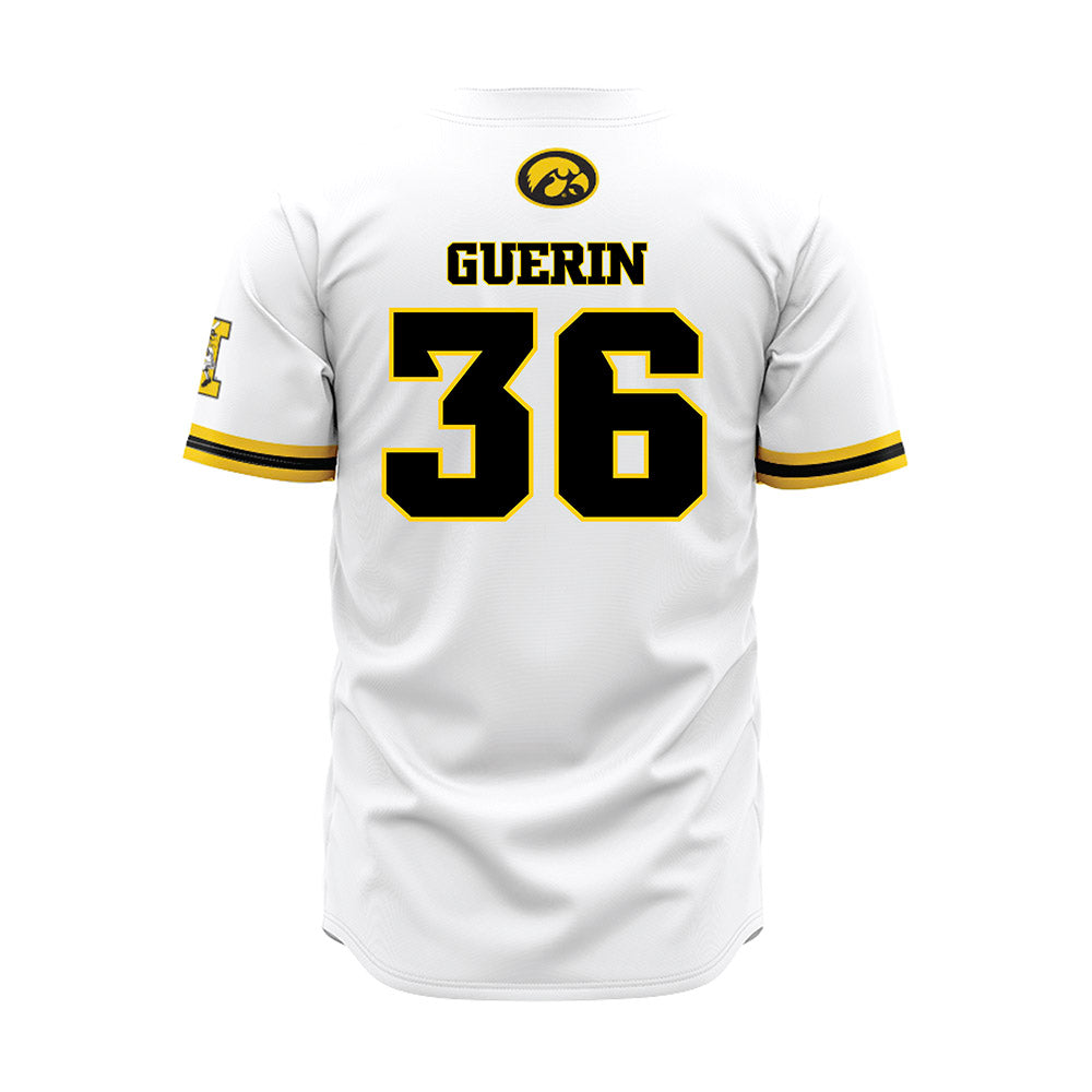 Iowa - NCAA Baseball : Tyler Guerin - White Baseball Jersey-1