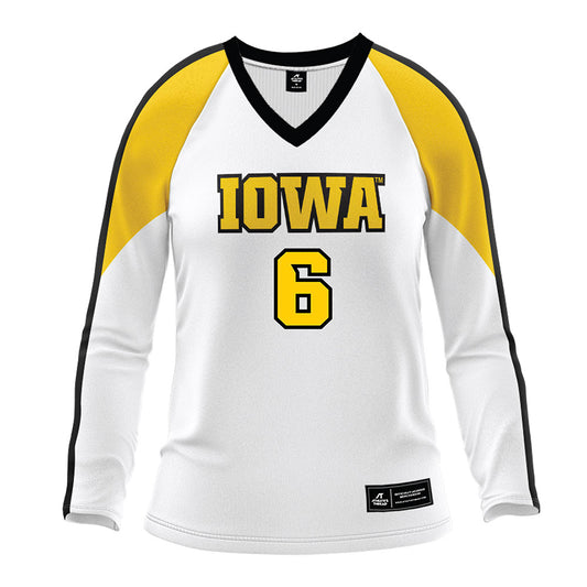 Iowa - NCAA Women's Volleyball : Hallie Steponaitis - White Volleyball Jersey-0