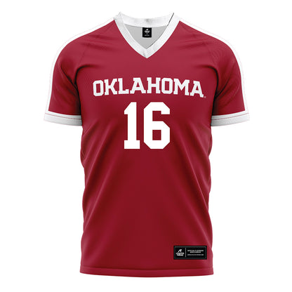 Oklahoma - NCAA Women's Soccer : Ashley Tutas - Crimson Red Soccer Jersey-0