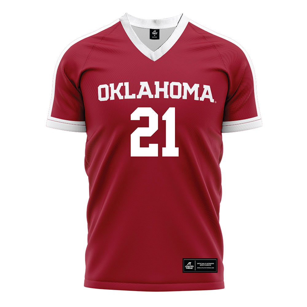 Oklahoma - NCAA Women's Soccer : Ella Lewis - Crimson Red Soccer Jersey-0