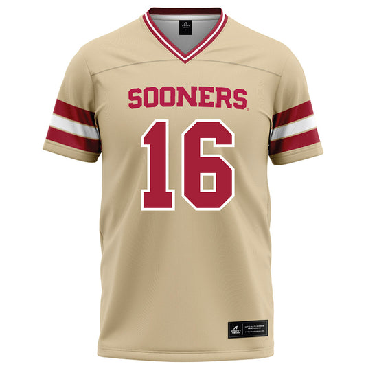 Oklahoma - NCAA Football : Whitt Newbauer - Cream Football Jersey-0