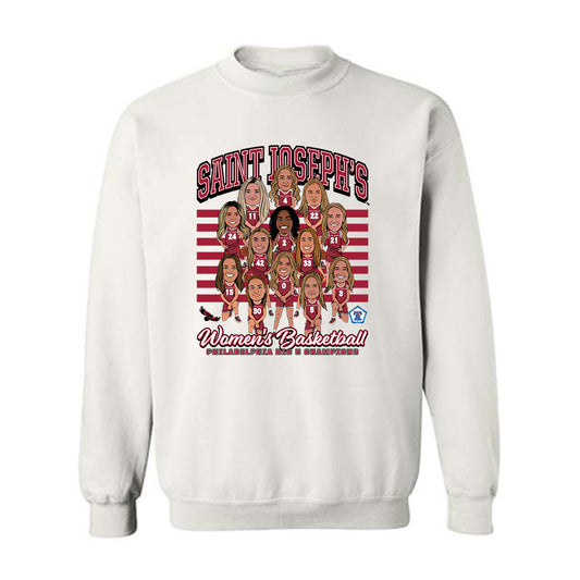 St. Joe's - NCAA Women's Basketball : Big 5 Champions Team Caricature - Crewneck Sweatshirt