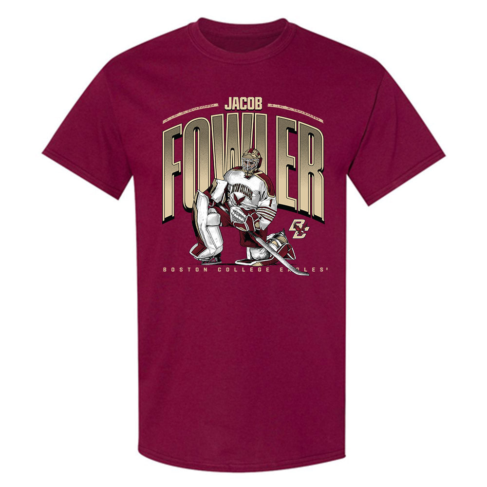 Boston College - NCAA Men's Ice Hockey : Jacob Fowler - T-Shirt Individual Caricature