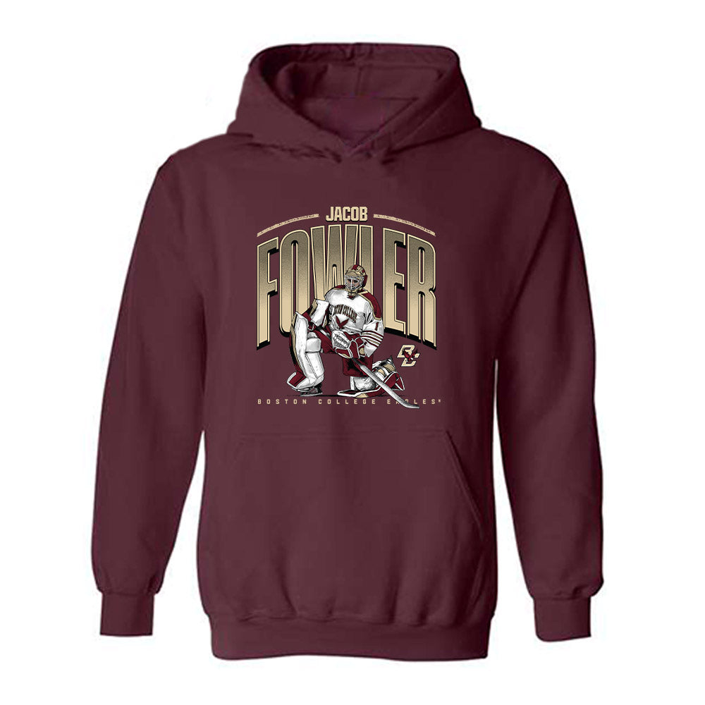 Boston College - NCAA Men's Ice Hockey : Jacob Fowler - Hooded Sweatshirt Individual Caricature