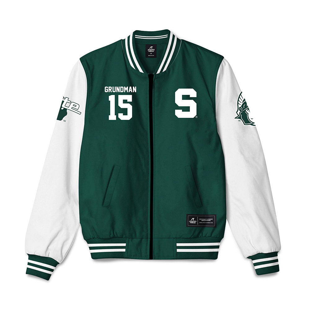 Michigan State - NCAA Baseball : Gannon Grundman - Bomber Jacket-0