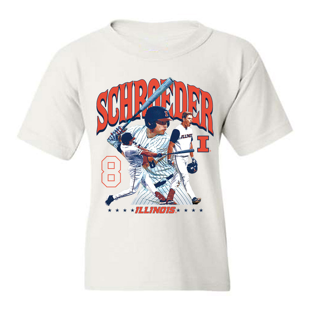 Illinois - NCAA Baseball : Jacob Schroeder -  Youth T-Shirt Player Collage