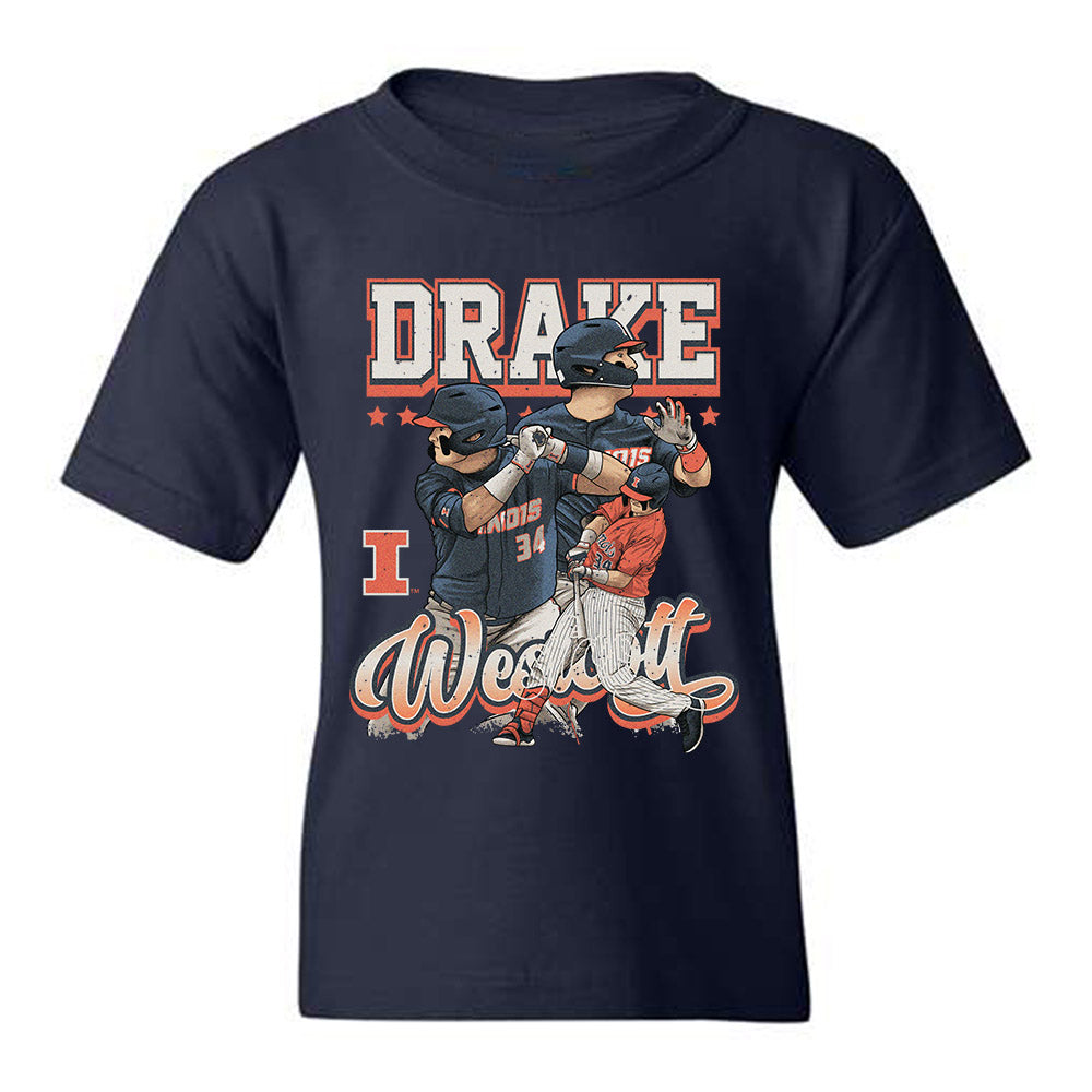 Illinois - NCAA Baseball : Drake Westcott -  Youth T-Shirt Player Collage