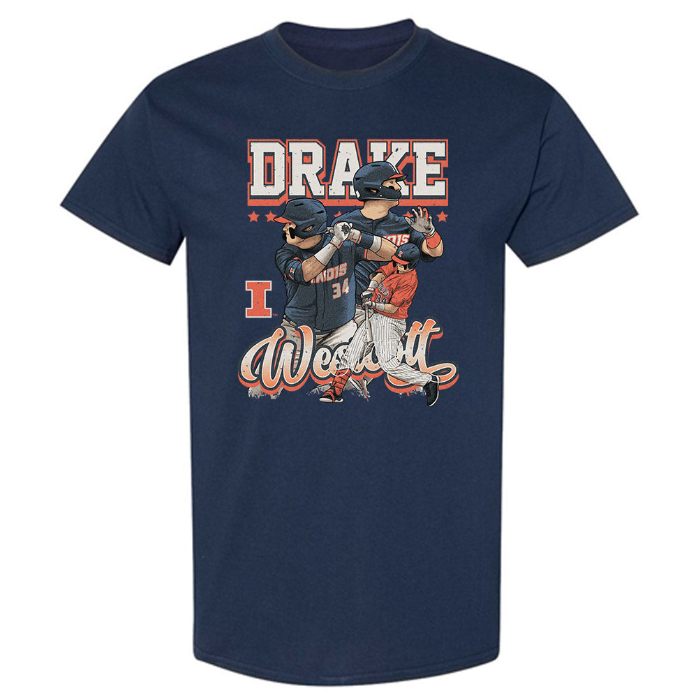 Illinois - NCAA Baseball : Drake Westcott -  T-Shirt Player Collage