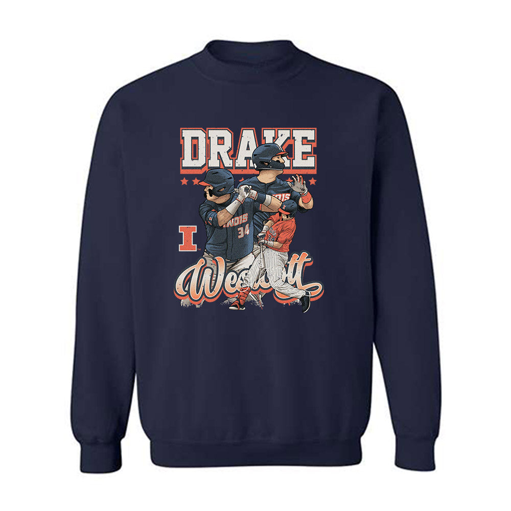 Illinois - NCAA Baseball : Drake Westcott -  Crewneck Sweatshirt Player Collage