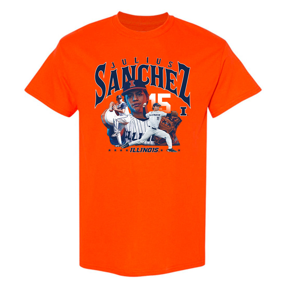 Illinois - NCAA Baseball : Julius Sanchez -  T-Shirt Player Collage