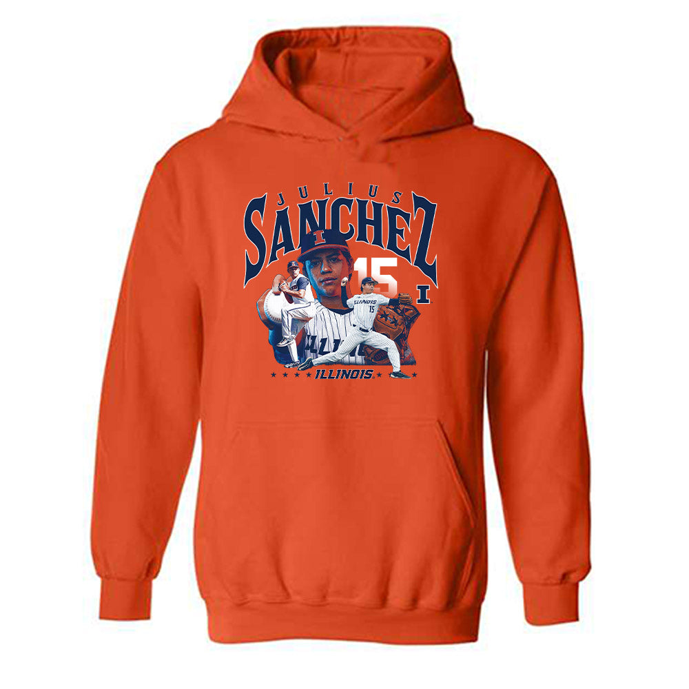 Illinois - NCAA Baseball : Julius Sanchez -  Hooded Sweatshirt Player Collage