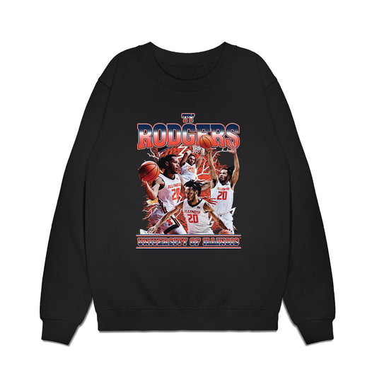Illinois - NCAA Men's Basketball : Ty Rodgers - Player Collage Premium Crewneck Sweatshirt-0