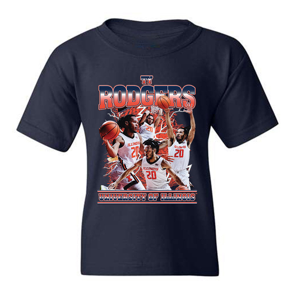 Illinois - NCAA Men's Basketball : Ty Rodgers -  Youth T-Shirt Player Collage